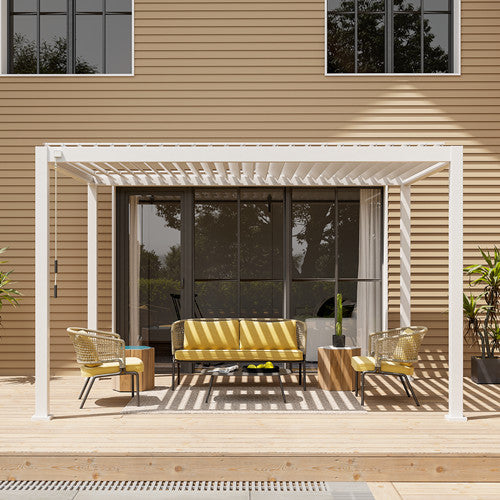 JOYESERY Outdoor Louvered Pergola Sun Shade Aluminum Pergola(White)-10'x13'