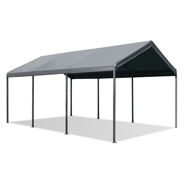 JOYESERY Carport, 10’ X 20’ Heavy Duty Car Canopy with Powder-Coated Steel Frame, 8 Legs, Gray/White